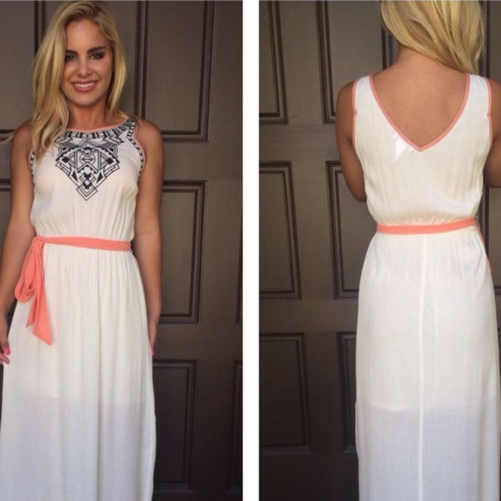 White Maxi Dress with V neck